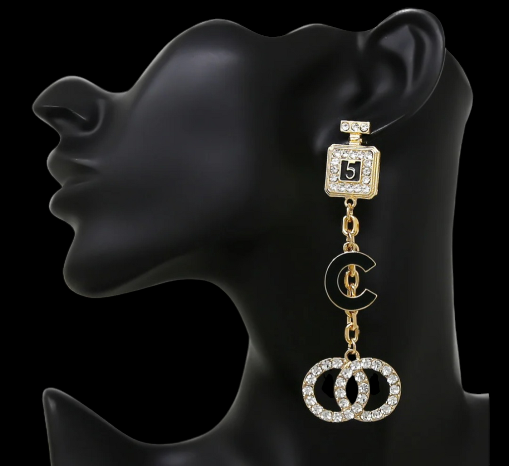 No 5 Perfume Bottle Earrings