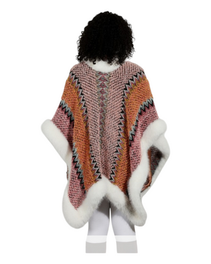 Faux Fur Print Cape