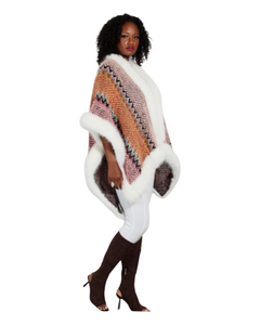 Faux Fur Print Cape