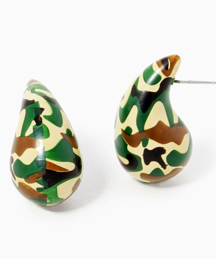 Camouflage Teardrop Earrings