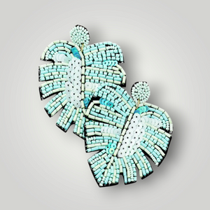 Beaded Leaf Earrings