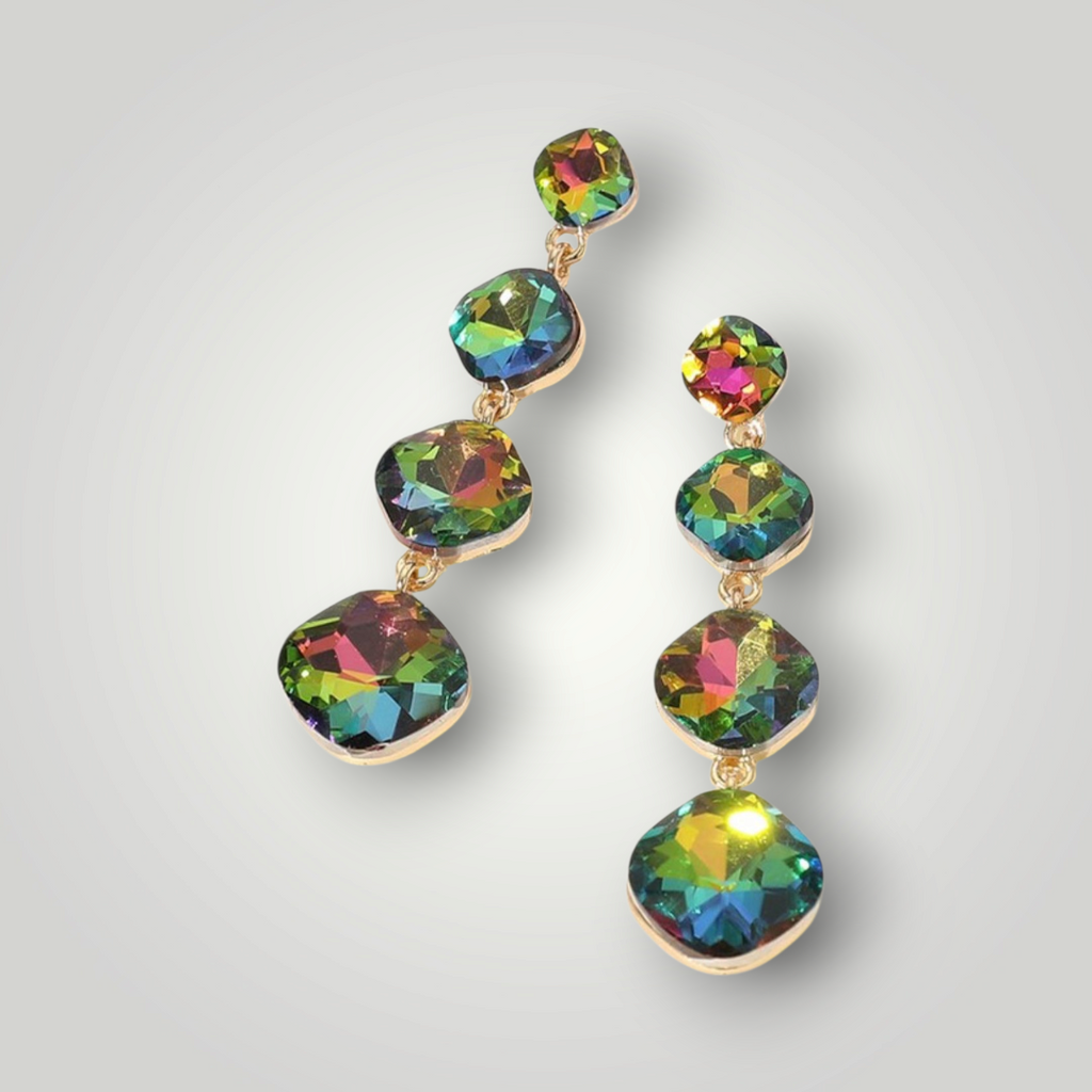Round Stone Cluster Earrings
