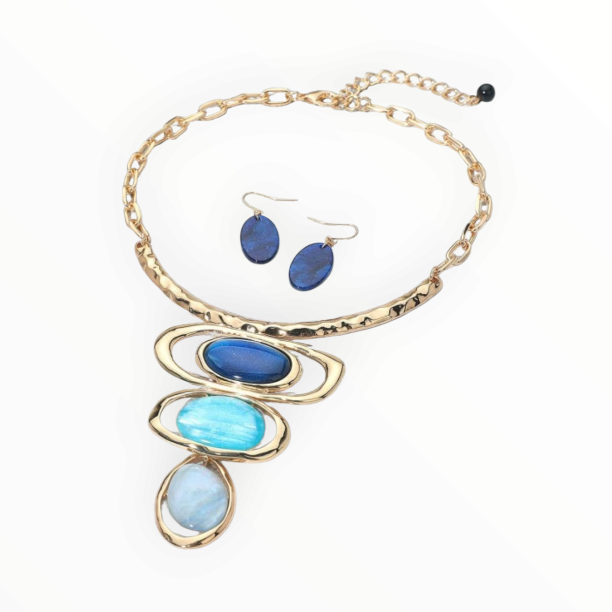 Blue Resin Necklace Set