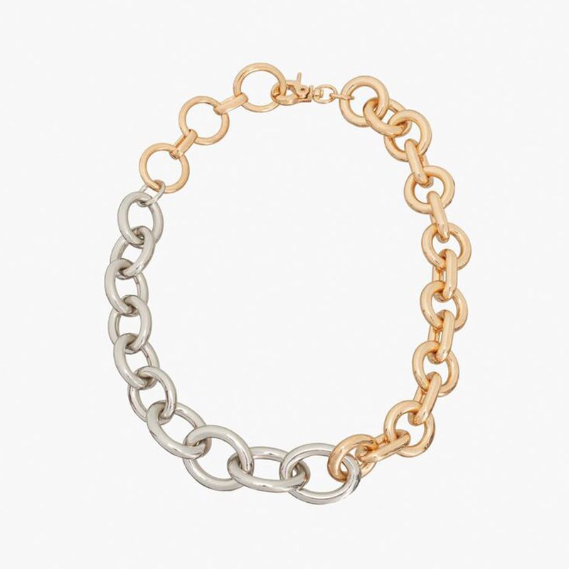 Two tone chain link necklace. attractive and lightweight choker. angeliques collections