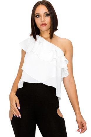 Casual and fashion blouse. cute and chic. one shoulder. angeliques collections